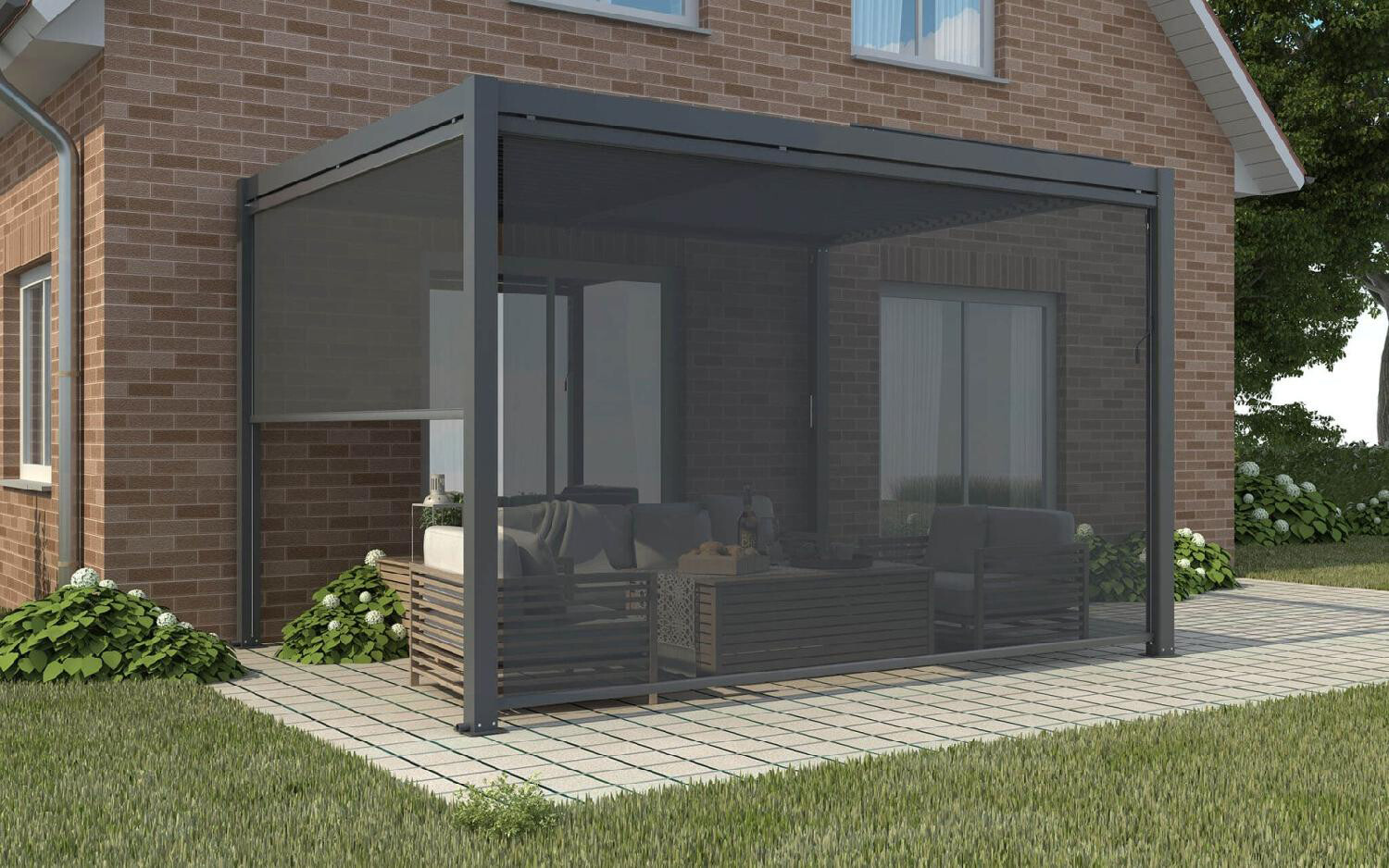 Laterale Per Pergola 4x4 Bioclimatica in Textilene cm 270x218 Antracite Cosma