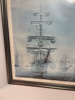 Gathering Of Ships In Newport Harbor 1976 Lithograph Print Kipp