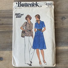 Vtg Butterick 4265 Dress, Top, Pants Belt Pattern 20 1/2 MOD 70s Flares Uncut