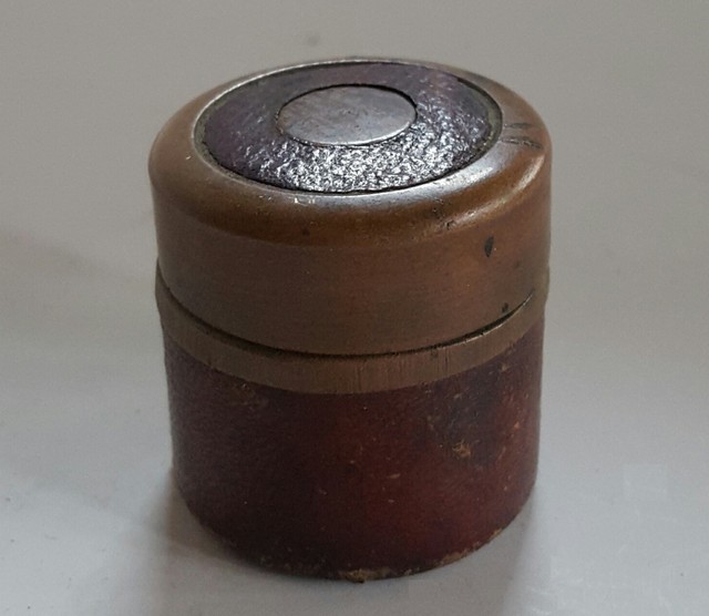 Antique Round Can Traveling Inkwell Brass Leather England 1890 eBay