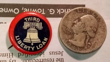 Third Liberty Loan 3/4" Pinback Button Madee Co. Malden Massachusetts