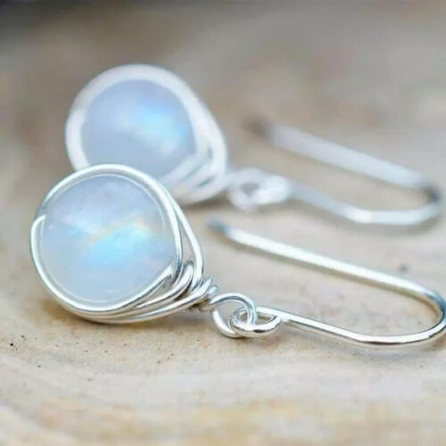 Hübsche Mondstein 925 Silber Ohrhänger Damen Jubiläum Party Schmuck Geschenke