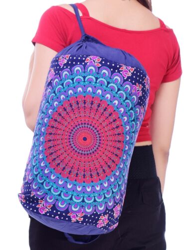 Indian Cotton Mandala Backpack Hippie Boho Bohemian Festival Hobo Bag Picnic Bag - Picture 1 of 4