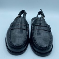 GH Bass Weejuns Whitney Croco Emboss Womens 7.5M Black Leather Sling back NWOB