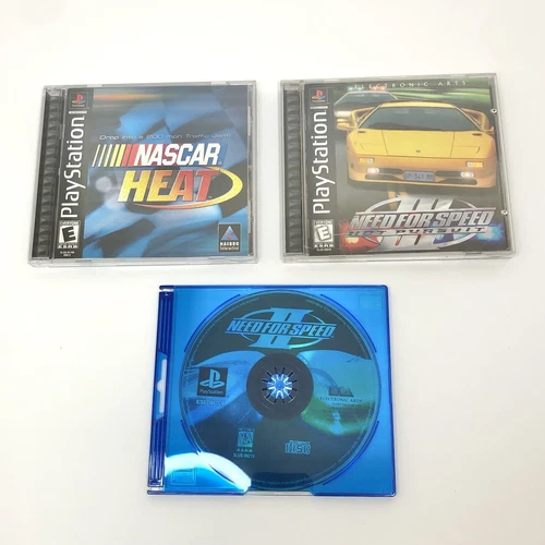 Playstation Racing Lot of 3 Nascar Heat Need For Speed II III Hot Pursuit TESTED