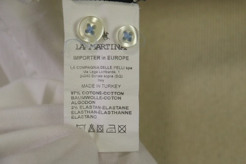 Camicia bianca manica lunga bottoni La Martina Buenos Aires slim fit taglia XXL - Foto 19 di 19