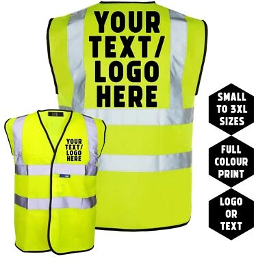 CORPORATE TOGS Personalised Custom Printed Hi Viz High Vis Safety Vest Waistcoat Yellow