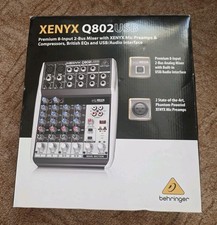 Behringer Xenyx Q802USB 8-Input 2-Bus Analog Mixer-original box,Psu&Instructions