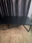 Black Rectangular Coffee Table Wood Top Metal Geometric Legs 48x24x18 in — photo 1