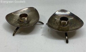 Cohr Denmark Mid Century Style Silver Plate Candle Holder Pair
