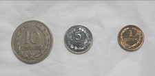 El SALVADOR 3 COINS,  10, 5, 1, CENTAVOS  3 Monedas Salvadoreños.