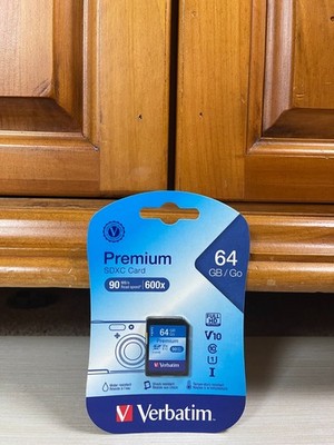 Verbatim 64GB SDXC Memory Card UHS-I V10 U1 Class 10, 90MB/s Read Speed (44024)