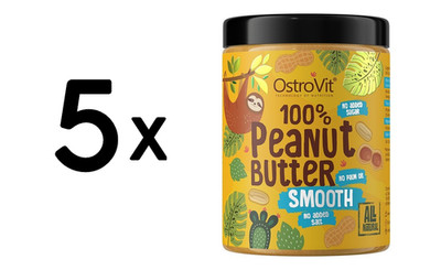 5 x OstroVit 100% Peanut Butter, Smooth - 1000g (8,00 EUR/kg)