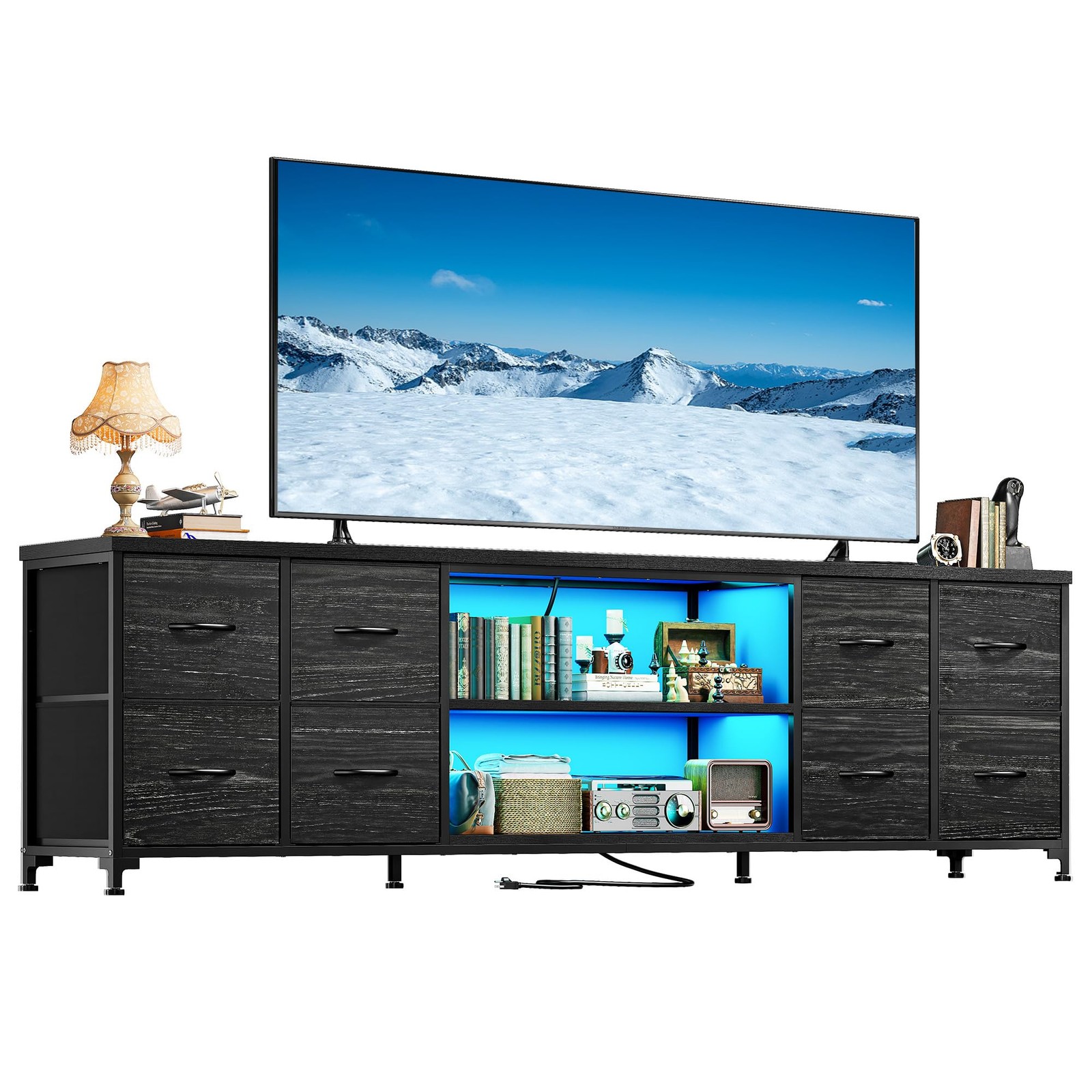 For 65 75 Inch With Lights & Power Outlets Tv Stand For Bedroom