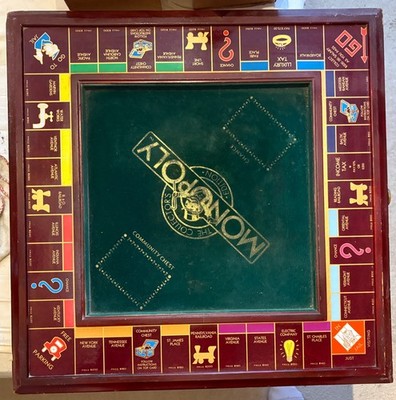 1991 Franklin Mint Deluxe Monopoly Collector's Edition Holz Brettspiel & Figuren