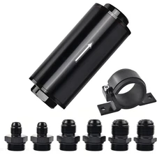 10 Micron Inline Fuel Filter with 6AN 8AN 10AN Adapter 3/8 inline fuel line