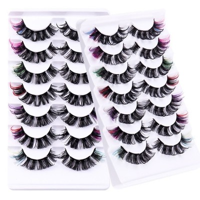 7 Pairs Farbige Wimpern Extensions Make-up Wimpernerweiterung Gefälschte