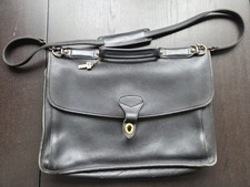 JACK GEORGES Messenger Bag Briefcase - Black Leather - Includes Shoulder Strap