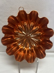 Vintage 3-1/2 Cup Ridged Copper Jello Mold Ring Wall Hanging Decor