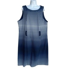 ILE New York Sleeveless Sheath Dress Plus 20W Blue Polka Dot Office Career