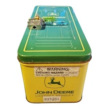 John Deere Tin Coin Bank w/ Lock - 90's Vintage
