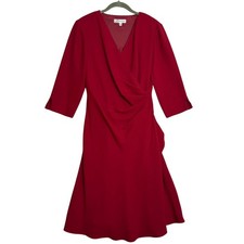 Dress Barn Dress Sz 8 Drape Midi Faux Wrap Executive Old Money Evening