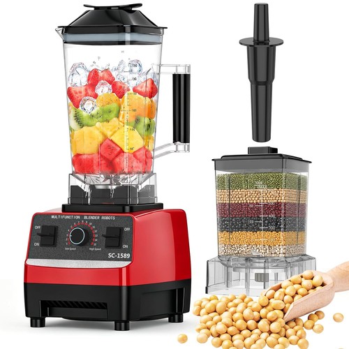 2-in-1 Blender 2000W with Grinding Cup, 2L Jug Blender 15 Variable Speeds for Sm