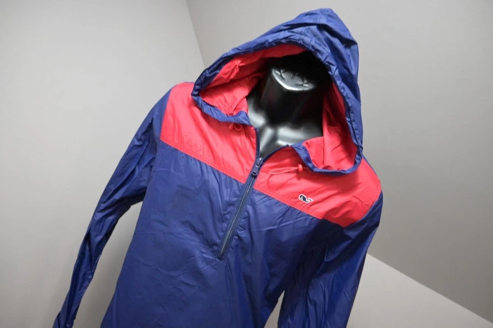 Chaqueta de lluvia Vineyard Vines azul cortavientos con capucha para hombre talla pequeña Foto 4 de 4