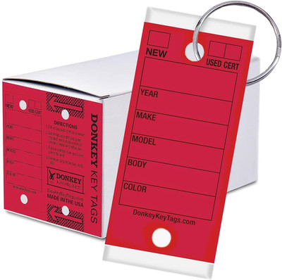 , Laminated Self-Protecting (250 Tags per Box with Metal Rings) (Red)
