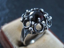 Ring Silber 835 Vintage Trachtenschmuck mit Granat Edelstein