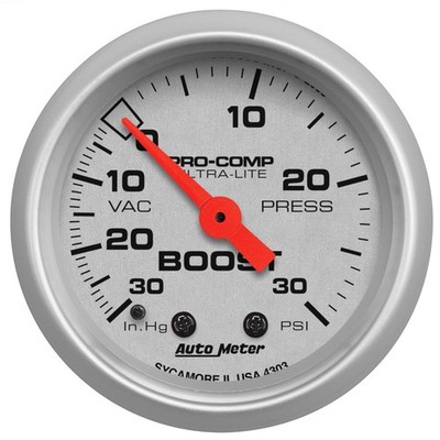 Auto Meter Boost/Vacuum Gauge 4303; Ultra-Lite 30 inHg to 30 psi 2-1/16 in.