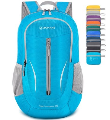 Ultra Lightweight Packable Backpack 25L Foldable Water Resistant Small Blue