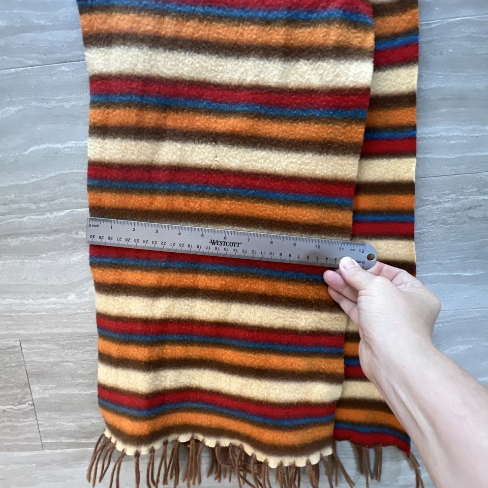 Bufanda Royal Rossi 100 % cachemir naranja marrón multicolor con flecos Foto 3 de 4