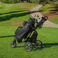 KVV 3 Wheel 360 Rotating Front Wheel Golf Push Cart OPEN BOX