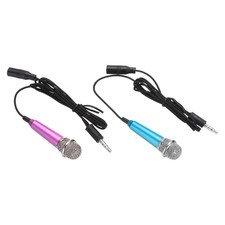 2Pcs Mini Microphone with Covers for Singing Rose Red, Blue