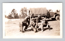 Photo Soldiers Men in Uniform Early WWII Truck Military War Portrait Sepia Tone