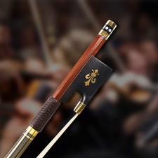 Violin Bow 4/4 Brazilwood Stick Ebony Frog Horsehair with Exquisite carving