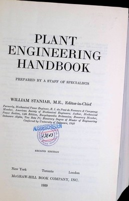 Plant Engineering Handbook Staniar, William: