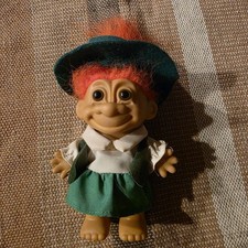 Vintage Russ Girl Troll Doll Leprechaun Irish St Patrick's Day Orange Hair 5"