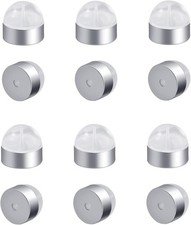 18k Gold Silicone Earring Backs for Studs - Secure, Hypoallergenic, silver