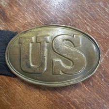 Civil War Belt  Buckle US oval Infantry leather belt original 1861-1865