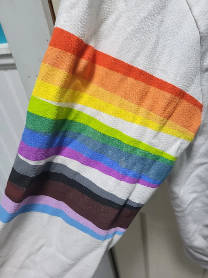 NUEVO CON ETIQUETAS PELOTON 2021 ORGULLO ~ Sudadera con capucha blanca plomo con amor cremallera completa... Foto 4 de 4