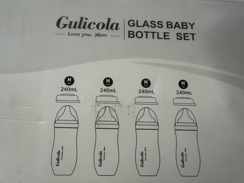 Gulicola Love You Mom 4-Pack Glass Baby Bottles 8 oz New In Box