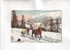 F7790) Postcard, ST. MORITZ Horse pulls skier OLD! 1911