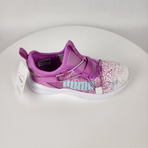 PUMA Rift Slip-On Sprinkle PS Kids Shoes 12C Electric Orchid Light Aqua NEW - Picture 13 of 19