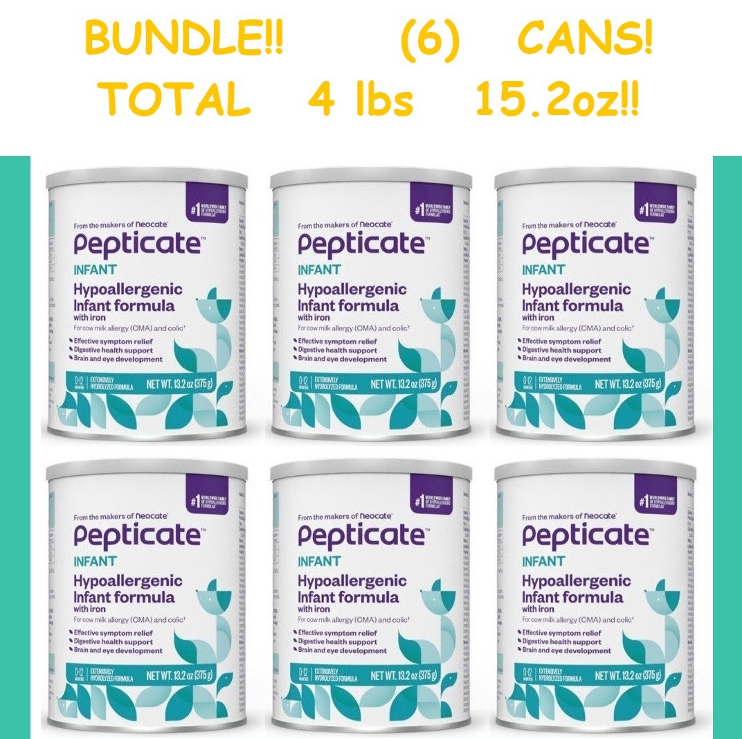 BUNDLE! (6) Nutricia Pepticate Infant Formula w/ Iron Total 4lbs 15oz BB 9/2026