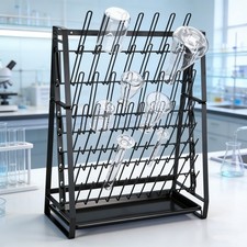 Lab Drying Rack Draining Rack for Glassware and Bottles Clean Dry Black Steel