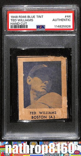 Ted Williams [Hand Cut] #44 1948 R346 Blue Tint card