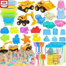 35PCS Beach Toys Kids Sand Play Set W/ Construction Vehicles Buckets Molds US