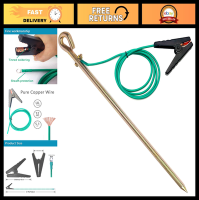 #ad Portable Ground Rod with 5.1ft 12AWG Wire amp; Clip Ideal for Electric Fences An $27.99